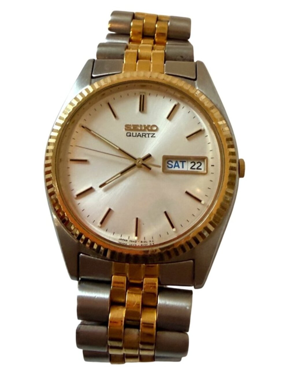 Vintage Seiko 7N43-8119 Quartz Day Date Two Tone Presidential Watch 36mm